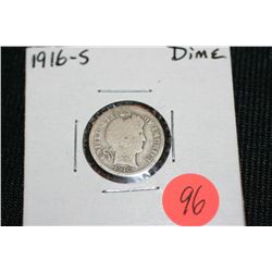 1916-S Silver Barber Dime