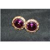Image 1 : Vintage Silver & Amethyst Rhinestone Post Earrings