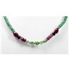 Image 2 : Natural 85.48 ctw Emerald, Ruby & Sapphire Bead Necklace