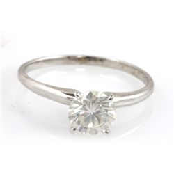 Certified Round Brilliant Solitaire Ring 1.05 ctw 14kt White Gold SI1/SI2,G-H