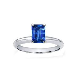 Genuine 1.0 ctw Sapphire Solitaire Emerald Cut 14kt Gold-White