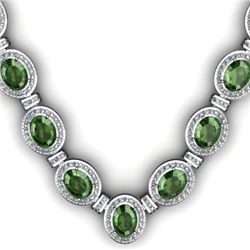 34.35 ctw Tourmaline & Diamond Necklace 925 Sterling Silver