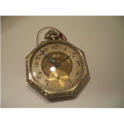 Vintage 1907 Size 12 American Waltham Pocket Watch In Hexagon White and Yellow Gold Filled Cas