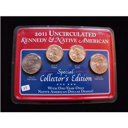 2011 UNC KENNEDY NATIVE AMERICAN SET, 4 COINS
