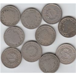 10 LIBERTY V NICKELS