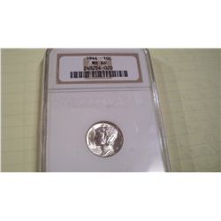 1944 SILVER ROOSEVELT DIME NGC-66