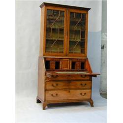 A George III mahogany bureau-bookcase, st...