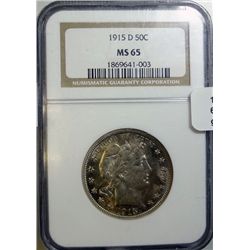 1915D Barber half $  NGC65  GS 65 bid = $2600