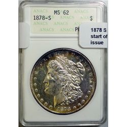 1878 S  Morgan $  ANACS62