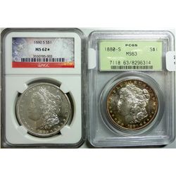 2  1880S  Morgan $  NGC62 star and