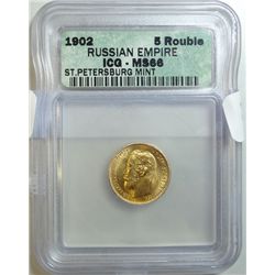 1902 Russian Empire 5 rouble Gold ICG66