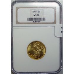 1907 $5 gold  NGC62