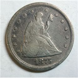 1875-S SEATED LIBERTY TWENTY CENT PIECE VF