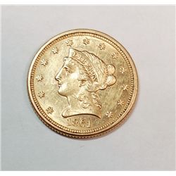 1861 $2 1/2 GOLD  AU55
