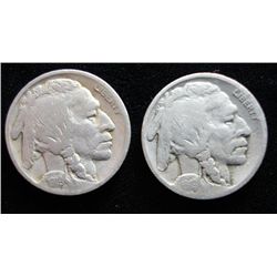 1919 FINE & 1919-S VG, BUFFALO NICKELS