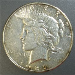 1927-S PEACE SILVER DOLLAR, AU