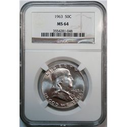 1963 Franklin Half NGC MS-64