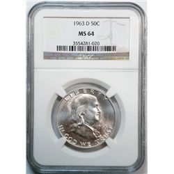 1963-D Franklin Half NGC MS-64