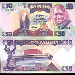 1986 Zambia 50k Parrot Note Crisp Unc SCARCE (COI-3714)