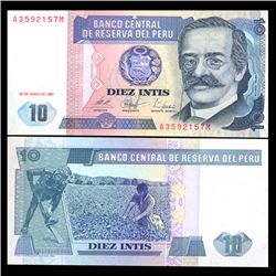 1987 Peru 10 Intis Crisp Uncirculated Note (CUR-05845)