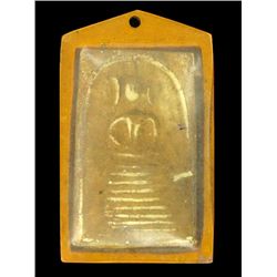 Antique Thai Clay Buddha Amulet in Plastic Pendant Case (ANT-1218)