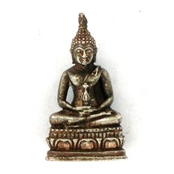 Vintage Thai Bronze Amulet 1990s Nickel Buddha (ANT-1251)