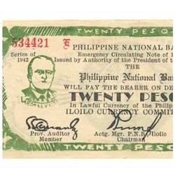 1942 Philippines 20 P Guerrilla Note WW2  (COI-961)