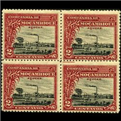 1918 Mozambique Co. 2c Sugar Block of 4 Variety (STM-0521)