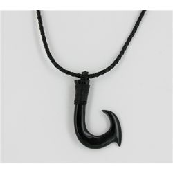 Rare Buffalo Horn Hawaii Fishhook Pendant Choker (JEW-1414)