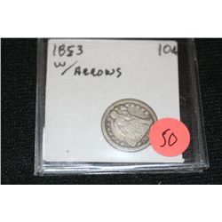 1853 w arrows dime