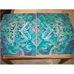 Two Piece Original Hand Painted Art By S Sterling