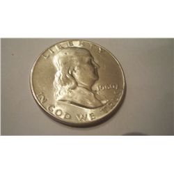 1952-D AU Silver Franklin Half Dollar