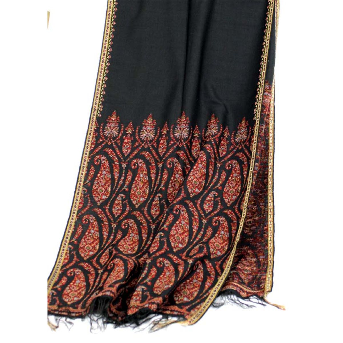 Scialle In Pashmina Donna, Sensazione Seta, Classico Paisley, Lungo 78", Per Matrimonio O Serate