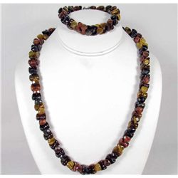 TIGER EYE ESTATE JEWELRY SET W/ STERLING SILVER CLASPS - 5.2 OZ