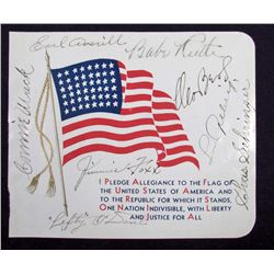 EIGHT BASEBALL ALL STARS AUTOGRAPHS INCL. BABE RUTH & LOU GEHRIG W/ COA