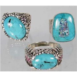 LOT OF 3 STERLING SILVER AND GEMSTONE RINGS - 1.13 OZ
