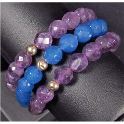 LOT OF 3 10K GOLD AND GEMSTONE BRACELETS - 42.91 GRAMS