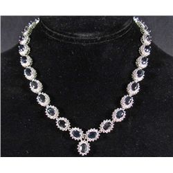 STERLING SILVER SAPPHIRE NECKLACE