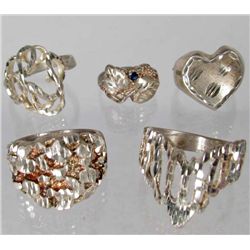 LOT OF 5 STERLING SILVER RINGS - .98 OZ