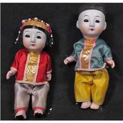 LOT OF 2 VINTAGE BISQUE ORIENTAL DOLLS