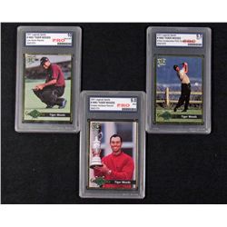 LOT OF 3 2001 LEGENDS SPORTS TIGER WOODS GOLF CARDS - ALL PRO GRADED