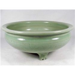 LARGE CELADON GREEN FOOTED BOWL