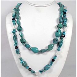 LOT OF 2 TURQUOISE ESTATE JEWELRY NECKLACES W/ STERLING SILVER CLASPS - 5.2 OZ