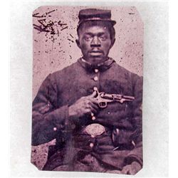 US CIVIL WAR ERA UNION BLACK SOLDIER TIN TYPE PHOTO