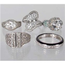 LOT OF 5 STERLING SILVER AND GEMSTONE RINGS - 1.08 OZ