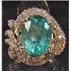Image 1 : 14K GOLD LADIES EMERALD AND DIAMOND RING - SIZE 7.25