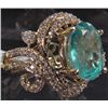 Image 3 : 14K GOLD LADIES EMERALD AND DIAMOND RING - SIZE 7.25