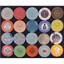 LOT OF 20 OBSOLETE NEVADA CASINO GAMBLING POKER CHIPS