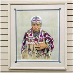 LARGE NATIVE AMERICAN PRINT - SIGNED AND NUMBERED - MATTED AND FRAMED