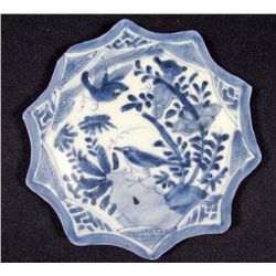 CHINESE  BLUE AND WHITE PORCELAIN TRIVET / HOT PLATE FROM SHIPWRECK